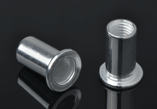 Aluminyo flat head round body plain rivet nut bukas na uri
