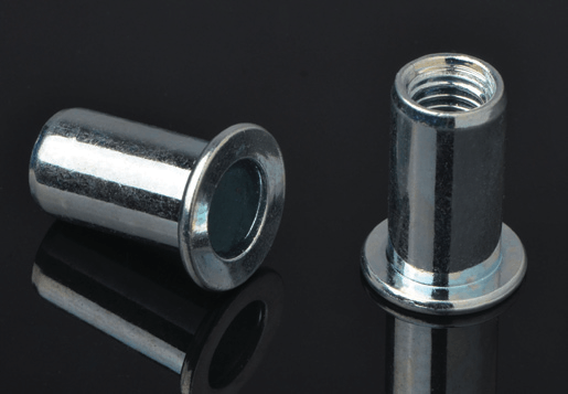 Bakal flat head round body plain rivet nut bukas na uri
