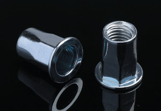 Steel Flat Head Semi-Hex Body Rivet Nut Open Type