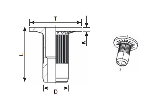 Malaking flange flat head na na -customize rivet nut para sa mga bahagi ng automotiko